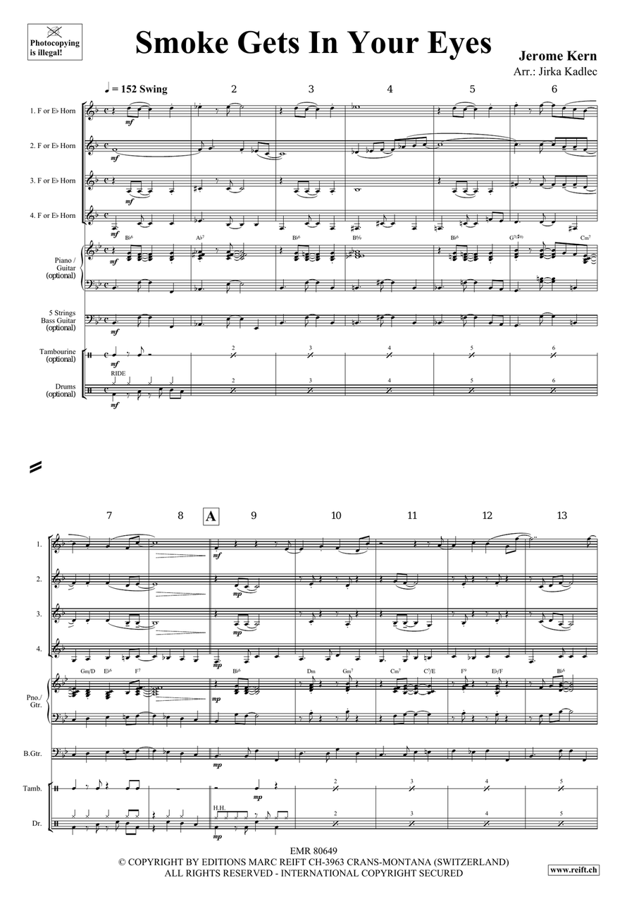 Smoke Gets In Your Eyes by Jerome Kern Horn - Sheet Music page 3