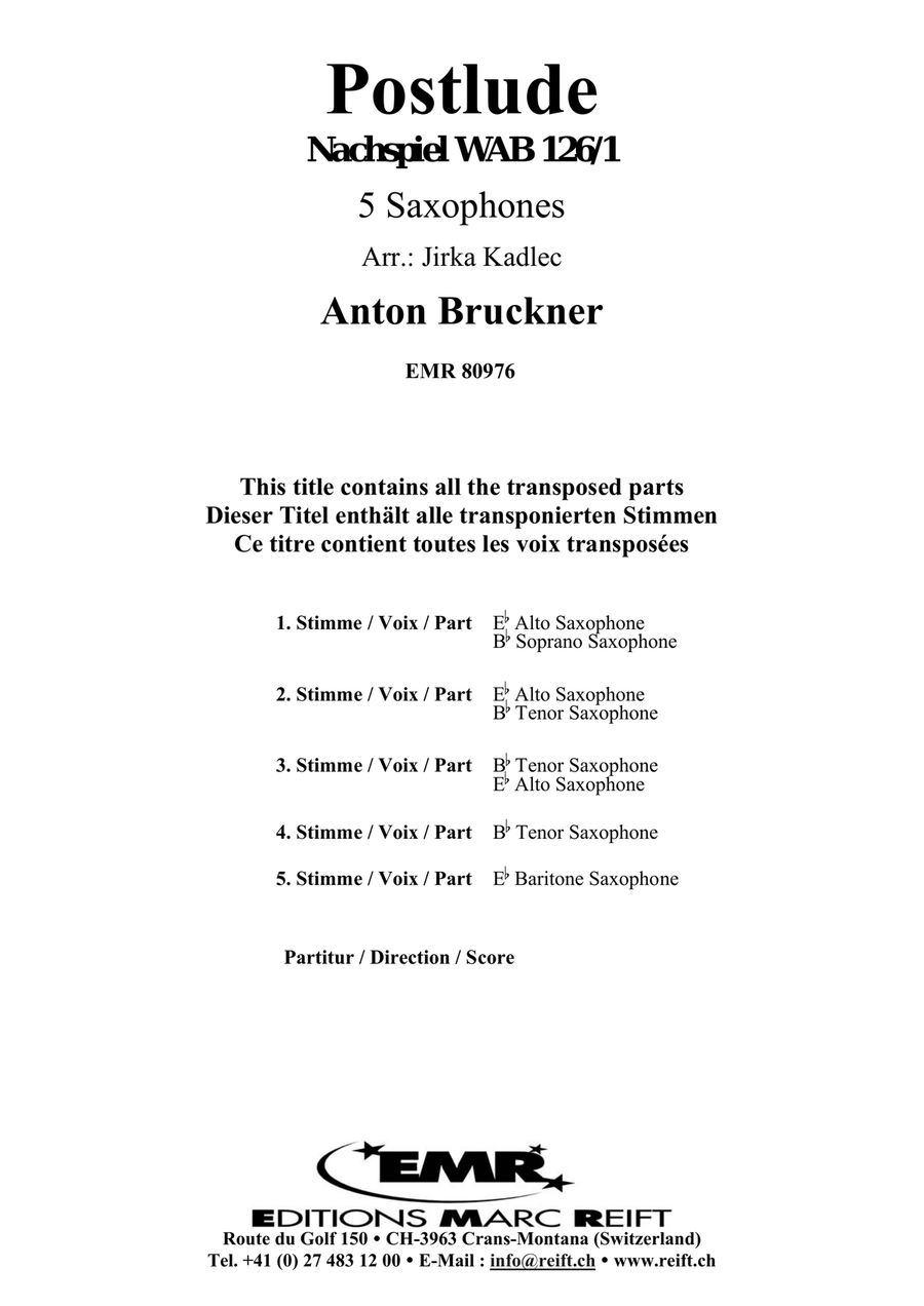 Postlude Postlude Saxophone Quintet scores gallery preview page 2