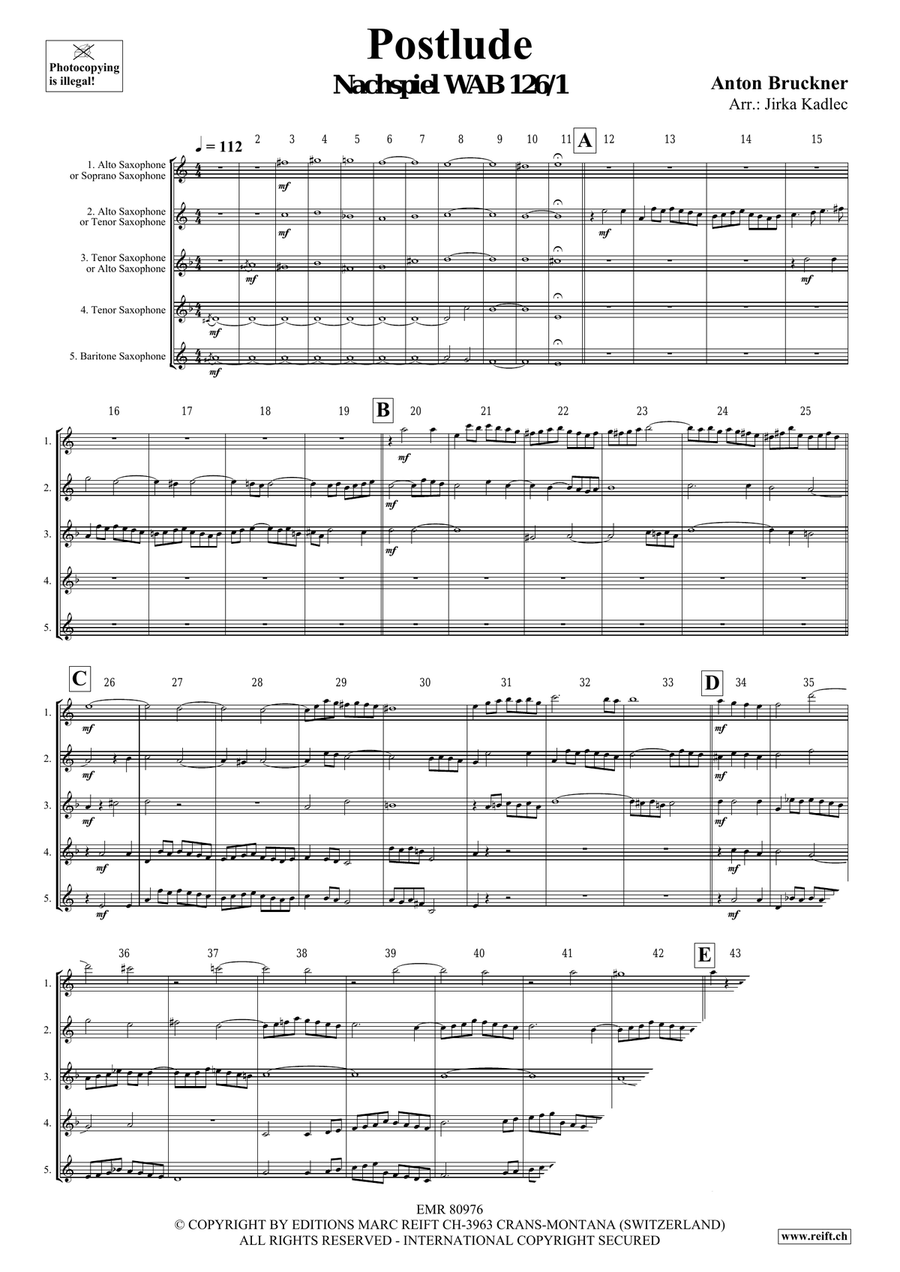 Postlude Postlude Saxophone Quintet scores gallery preview page 3