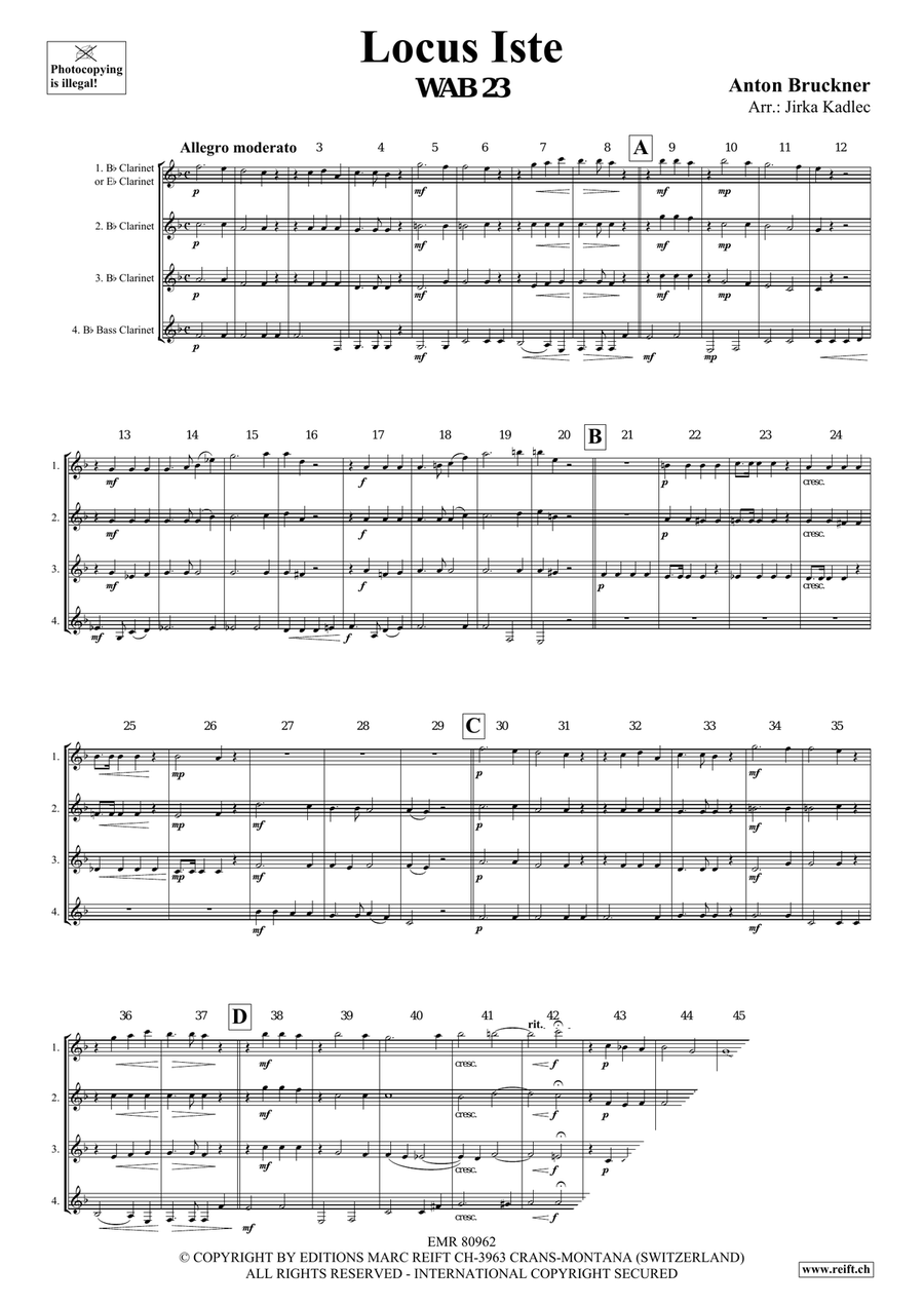 Locus Iste Locus Iste Clarinet Quartet scores gallery preview page 3