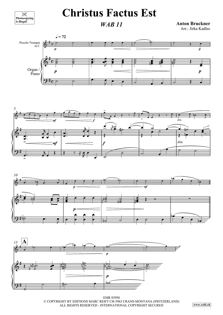 Christus Factus Est by Anton Bruckner Piccolo Trumpet - Sheet Music page 3