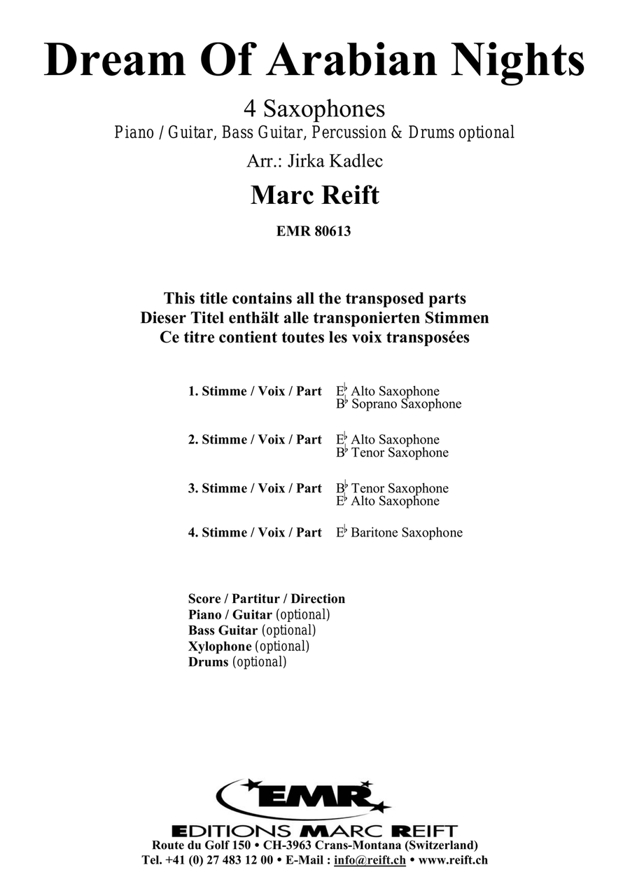 Dream Of Arabian Nights Dream Of Arabian Nights Saxophone Quartet scores gallery preview page 2