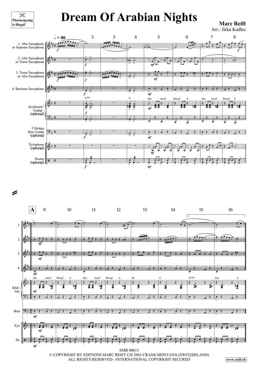 Dream Of Arabian Nights Dream Of Arabian Nights Saxophone Quartet scores gallery preview page 4