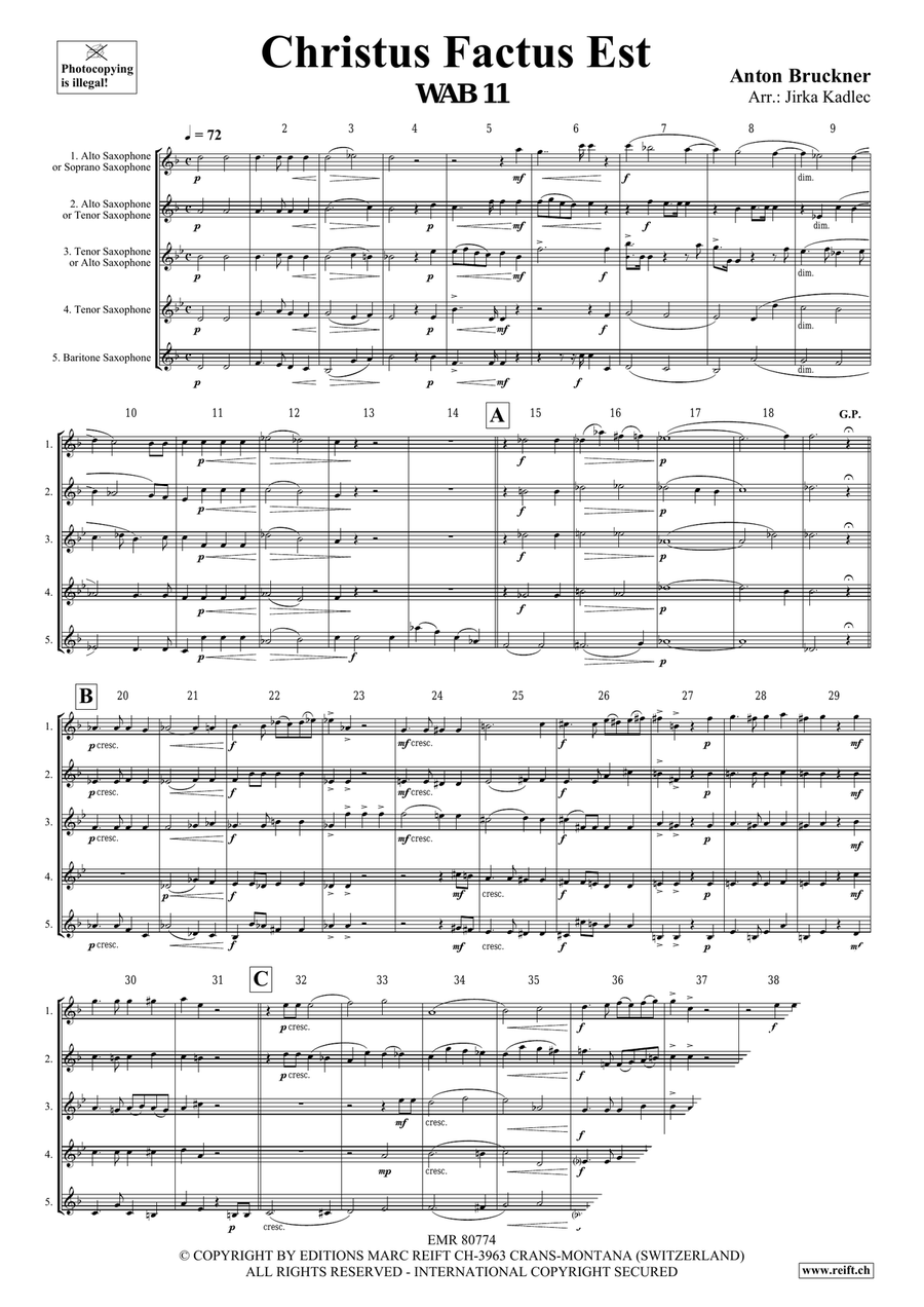 Christus Factus Est Christus Factus Est Saxophone Quintet scores gallery preview page 3