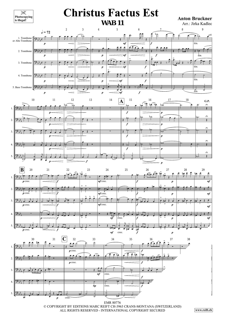 Christus Factus Est by Anton Bruckner Trombone - Sheet Music page 3