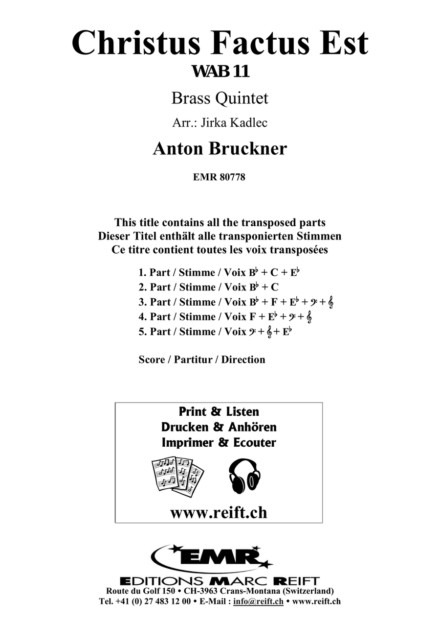 Christus Factus Est by Anton Bruckner Brass Quintet - Sheet Music page 2