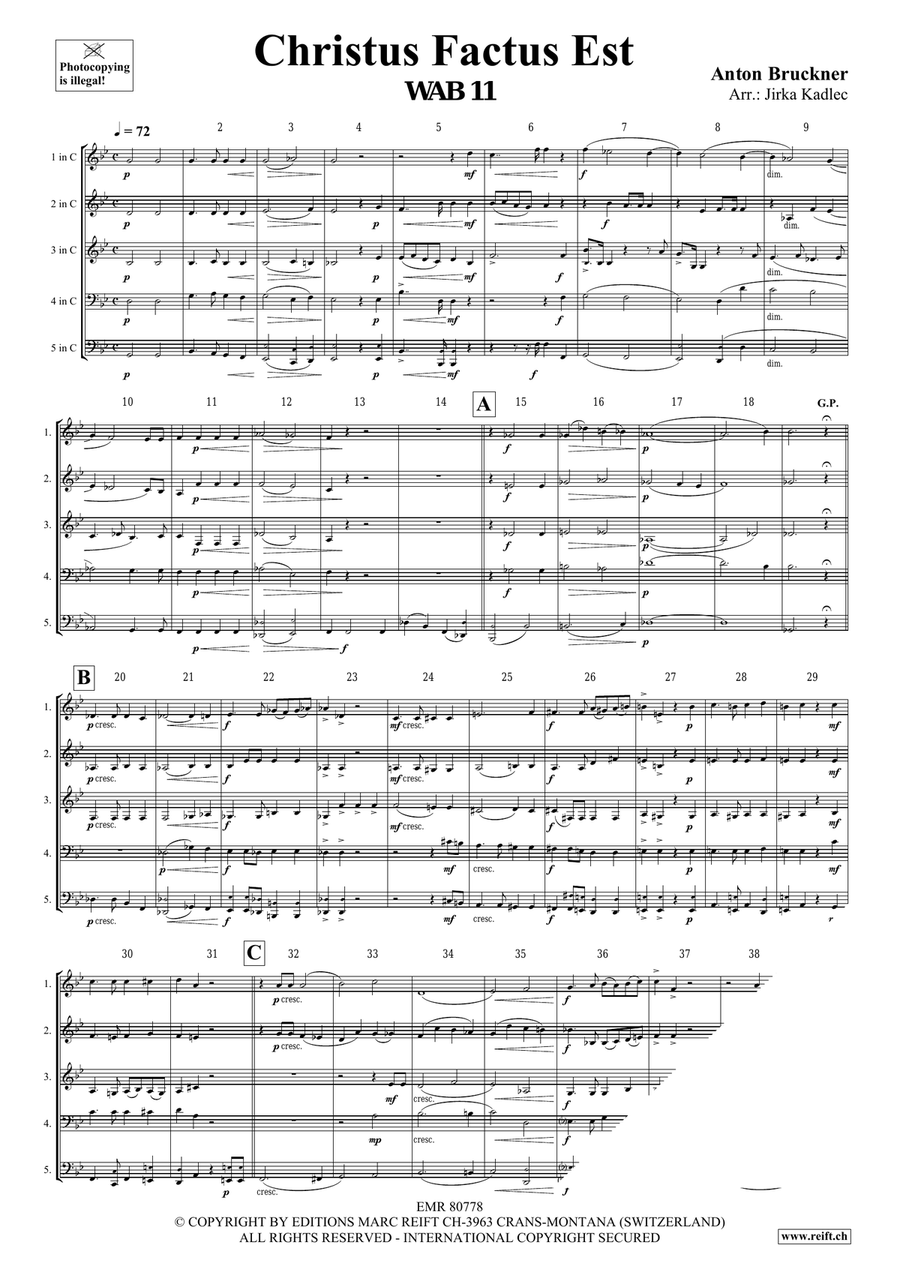 Christus Factus Est by Anton Bruckner Brass Quintet - Sheet Music page 3