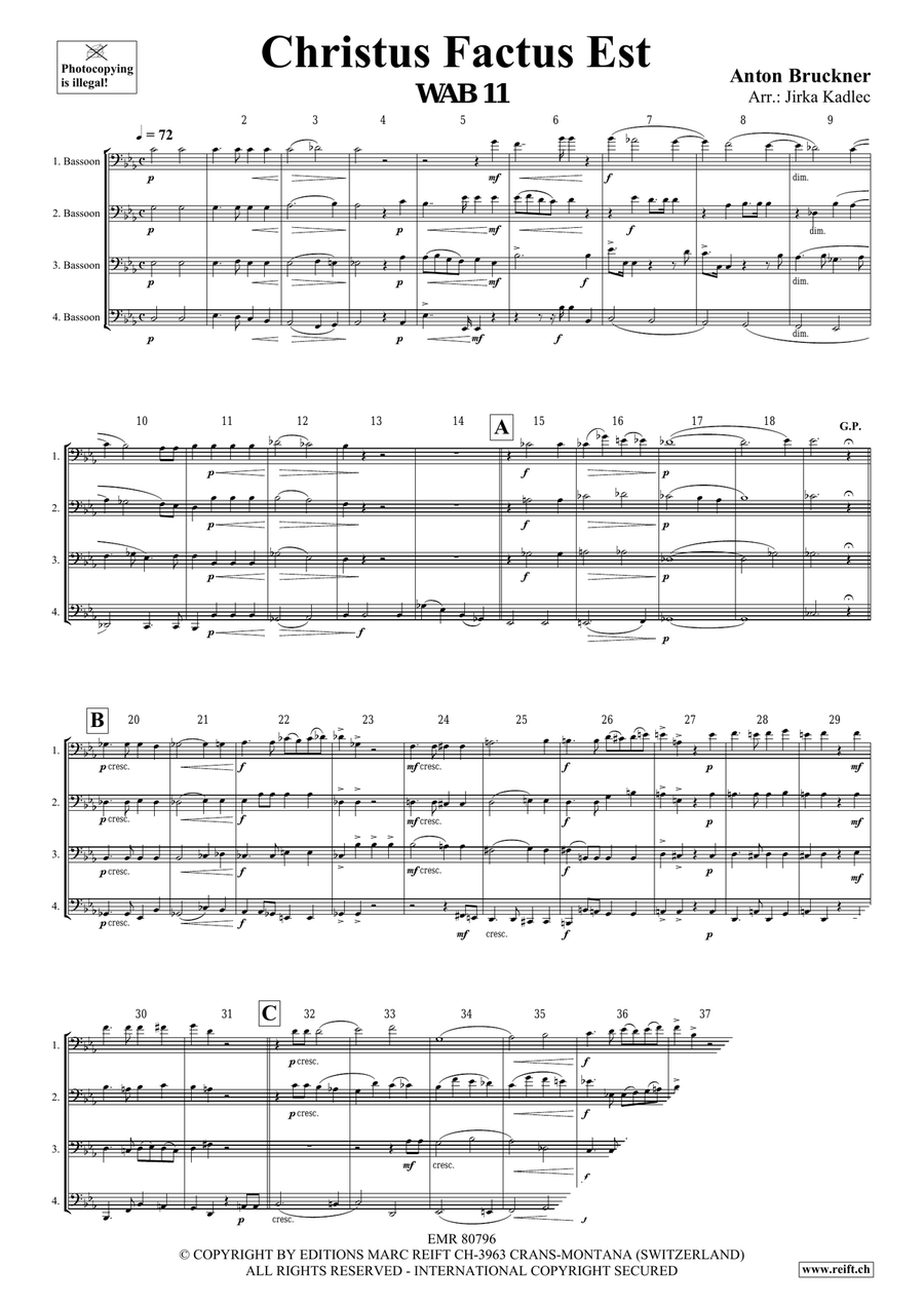 Christus Factus Est by Anton Bruckner Bassoon Quartet - Sheet Music page 3