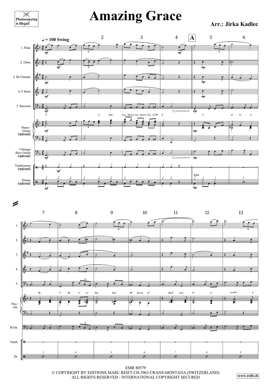 Amazing Grace Amazing Grace Woodwind Quintet scores gallery preview page 3