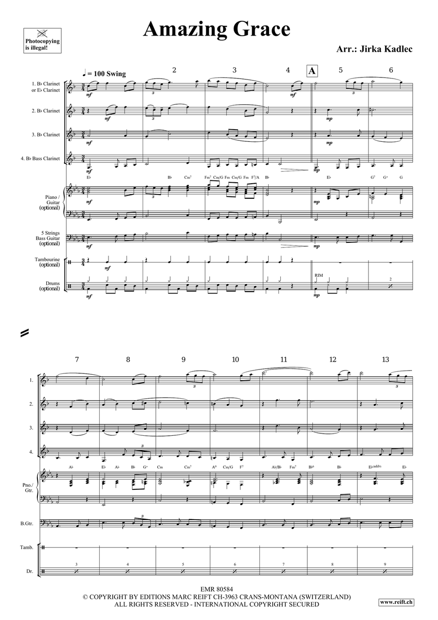 Amazing Grace Amazing Grace Clarinet Quartet scores gallery preview page 3