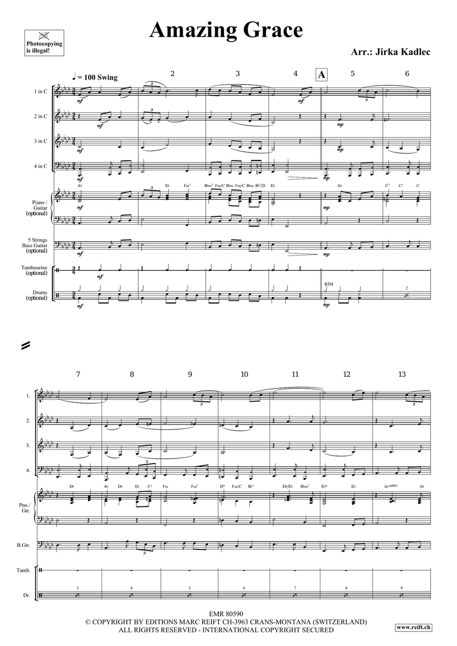 Amazing Grace Amazing Grace Woodwind Quartet scores gallery preview page 3