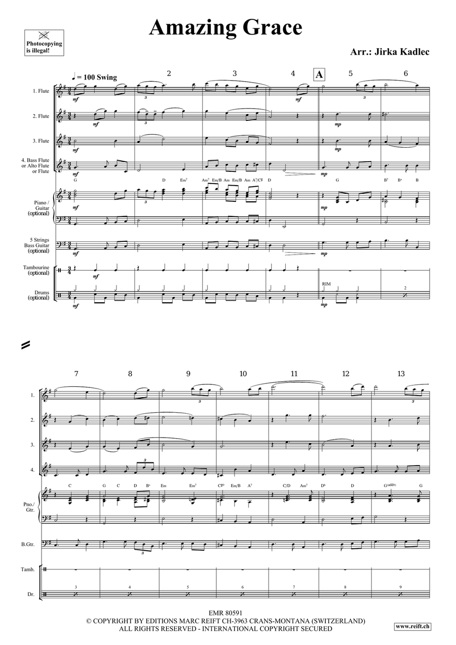 Amazing Grace Amazing Grace Flute Quartet scores gallery preview page 3