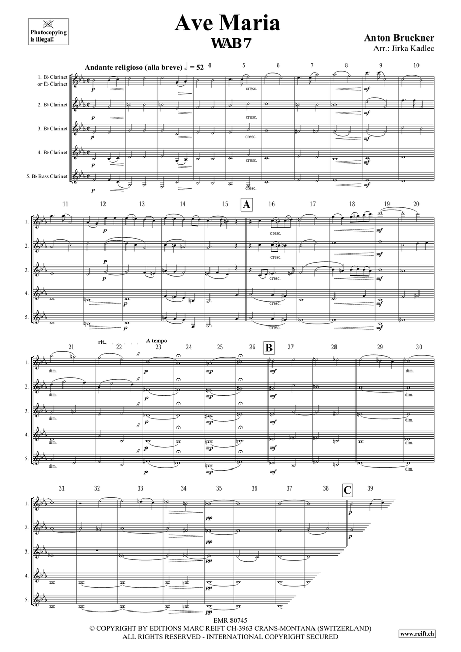 Ave Maria Ave Maria Clarinet Quintet scores gallery preview page 3