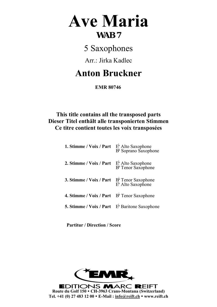 Ave Maria Ave Maria Saxophone Quintet scores gallery preview page 2