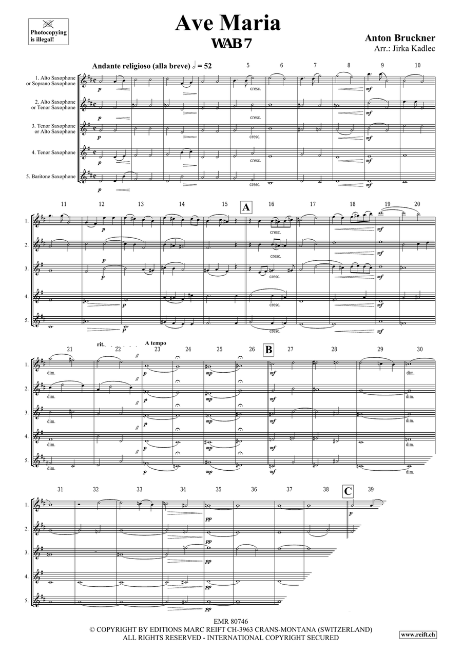 Ave Maria Ave Maria Saxophone Quintet scores gallery preview page 3