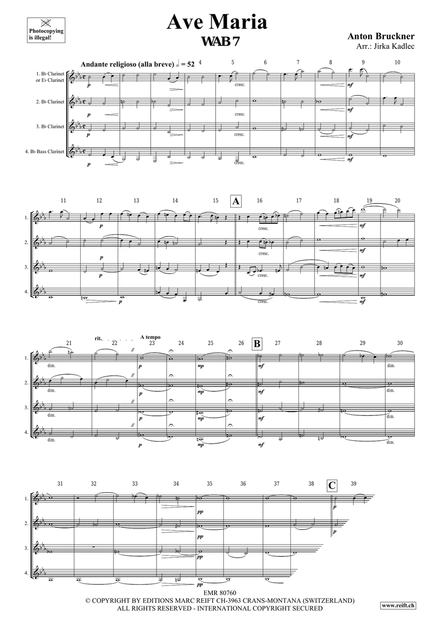 Ave Maria Ave Maria Clarinet Quartet scores gallery preview page 3