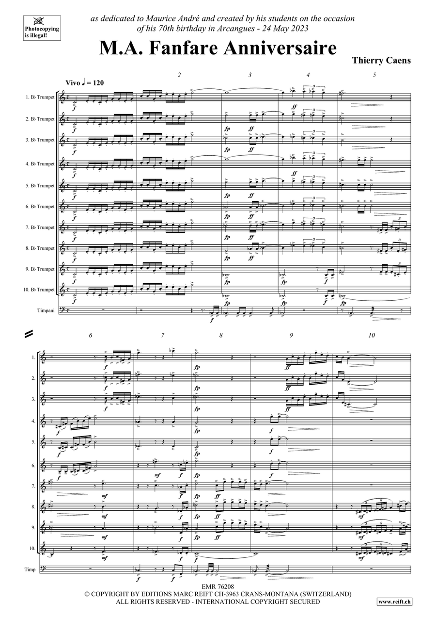 M.A. Fanfare Anniversaire Trumpet scores gallery preview page 3