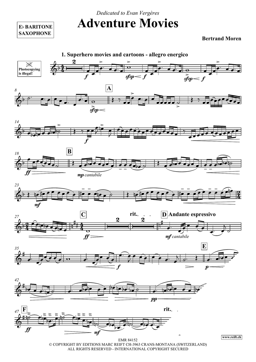 Adventure Movies Adventure Movies Baritone Saxophone scores gallery preview page 4