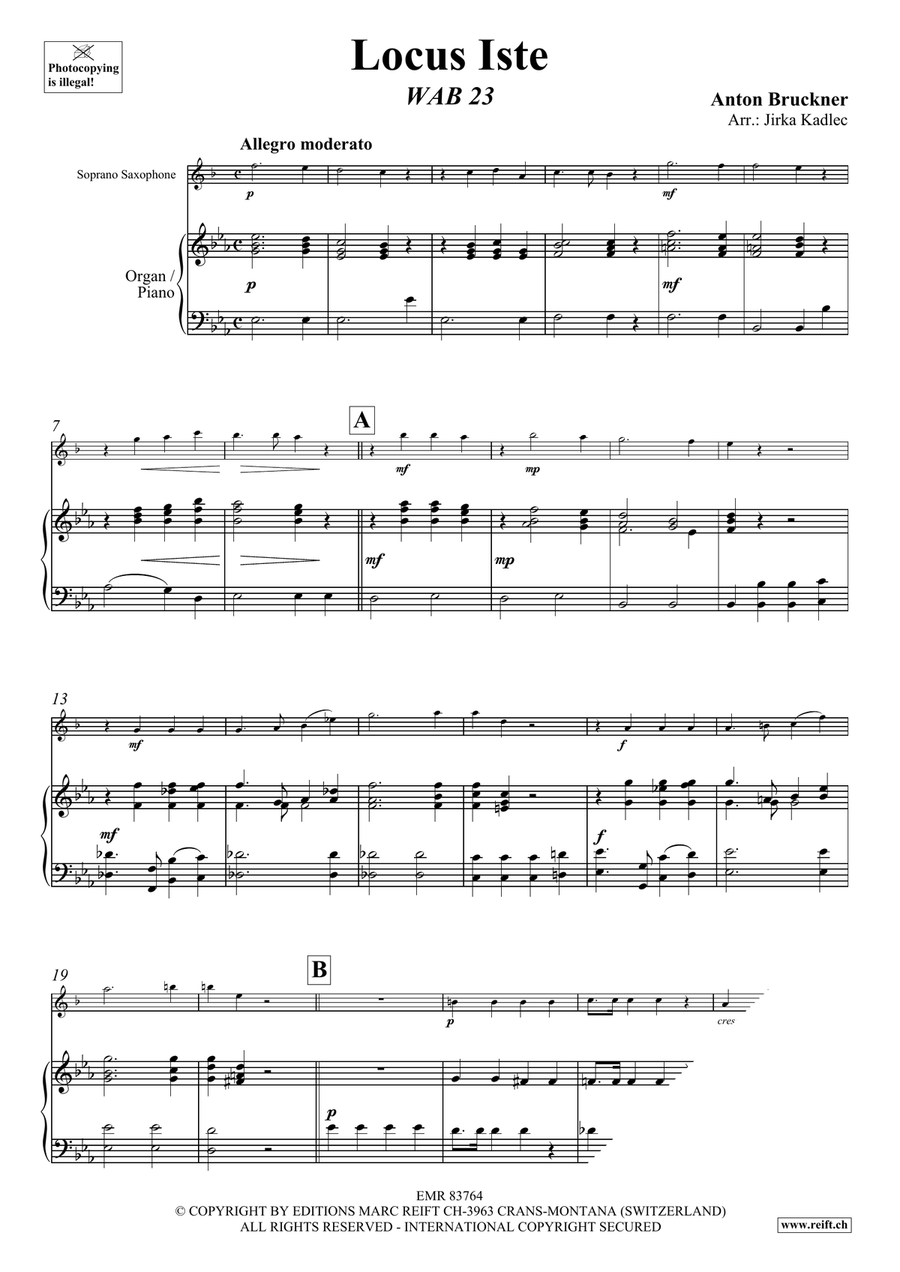 Locus Iste Locus Iste Soprano Saxophone scores gallery preview page 3