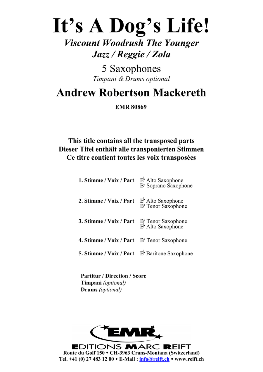 It's A Dog's Life! It's A Dog's Life! Saxophone Quintet scores gallery preview page 2