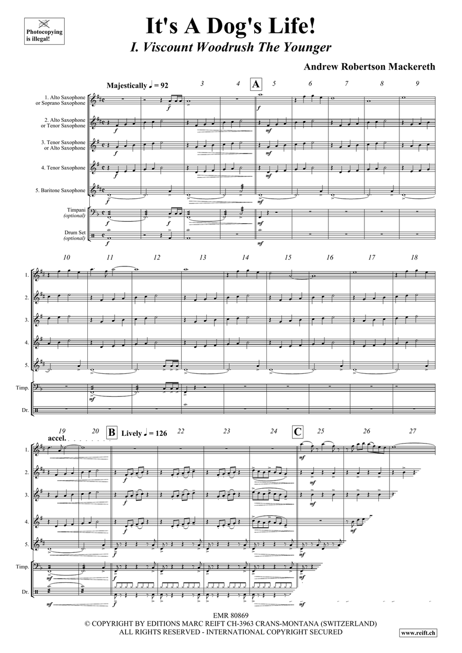 It's A Dog's Life! It's A Dog's Life! Saxophone Quintet scores gallery preview page 4