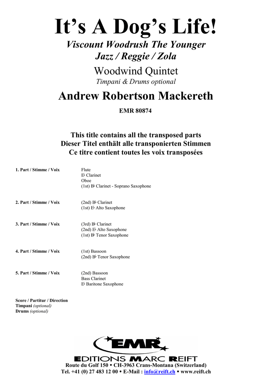It's A Dog's Life! It's A Dog's Life! Woodwind Quintet scores gallery preview page 2