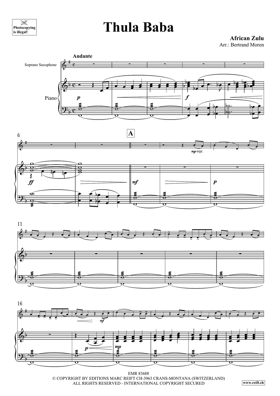 Thula Baba Thula Baba Soprano Saxophone scores gallery preview page 3