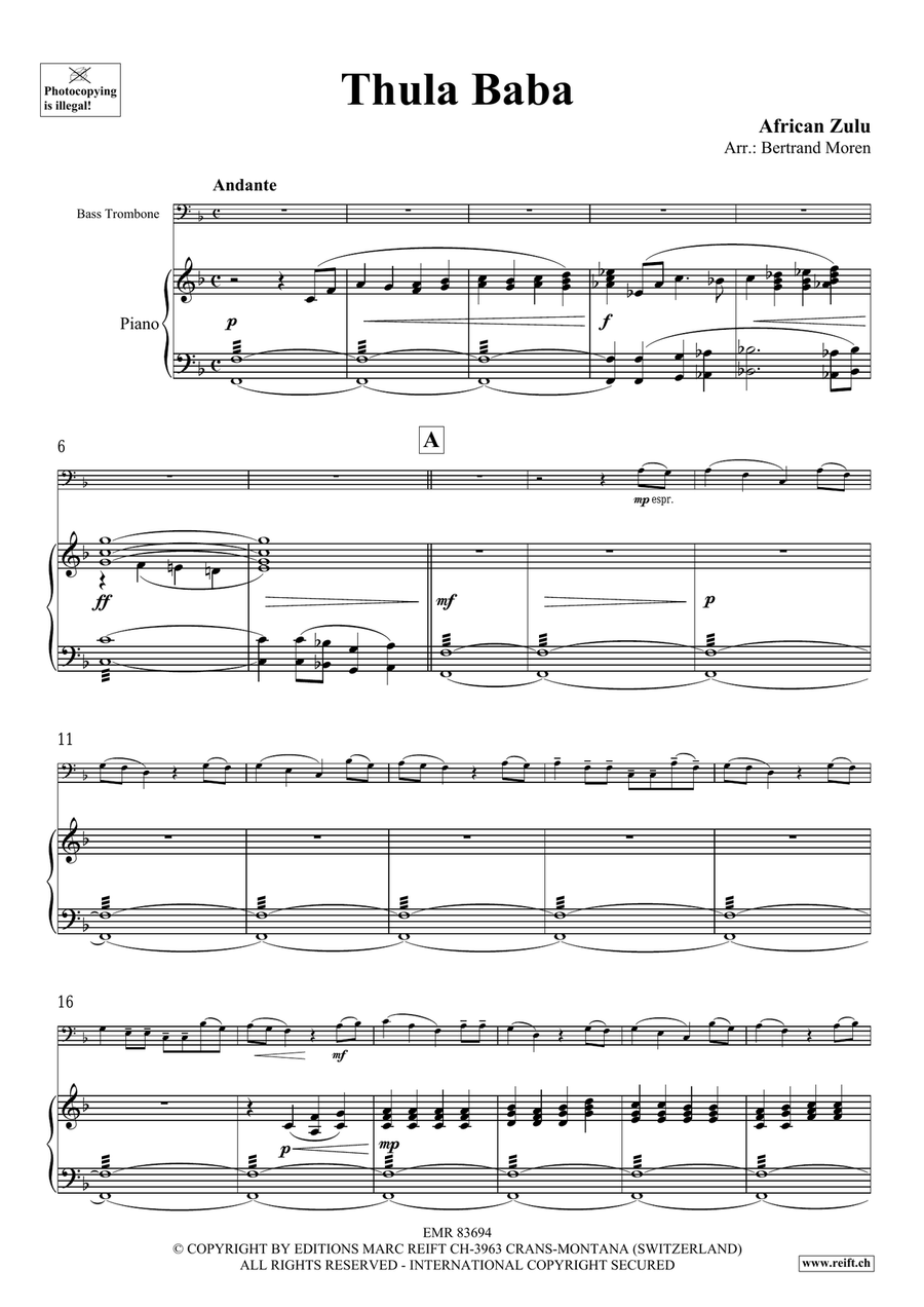 Thula Baba Thula Baba Bass Trombone scores gallery preview page 3
