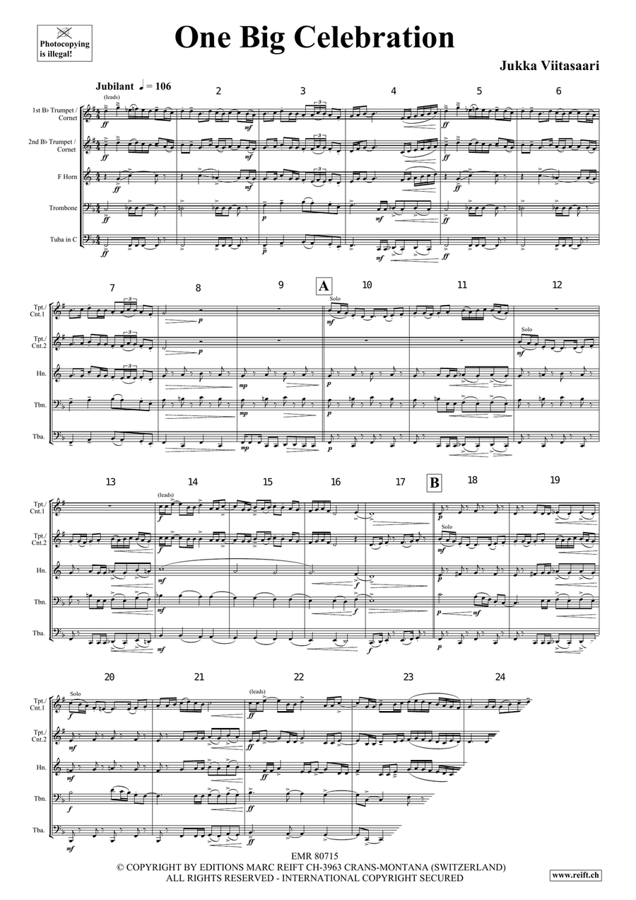 One Big Celebration One Big Celebration Brass Quintet scores gallery preview page 4