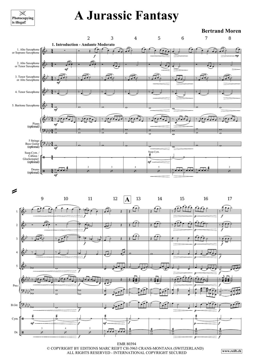 A Jurassic Fantasy A Jurassic Fantasy Saxophone Quintet scores gallery preview page 4
