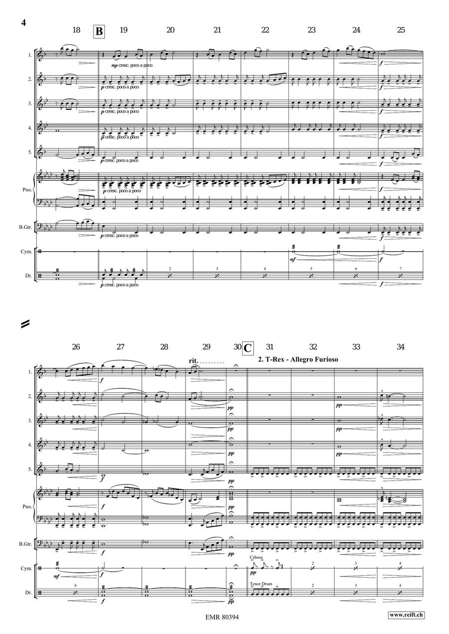 A Jurassic Fantasy A Jurassic Fantasy Saxophone Quintet scores gallery preview page 5