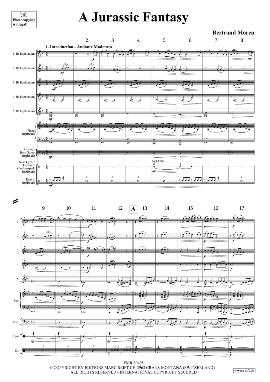A Jurassic Fantasy A Jurassic Fantasy Euphonium Quintet scores gallery preview page 4