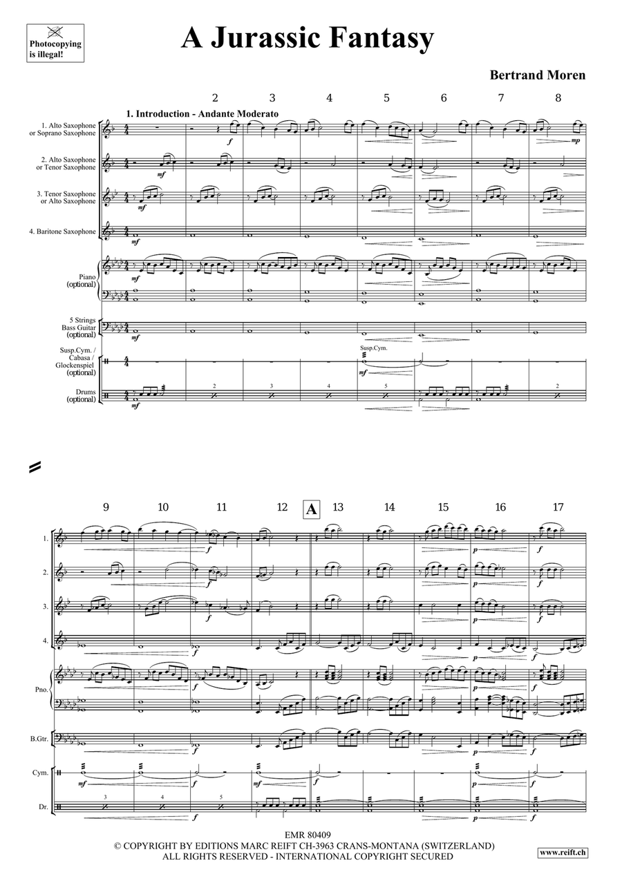 A Jurassic Fantasy A Jurassic Fantasy Saxophone Quartet scores gallery preview page 4