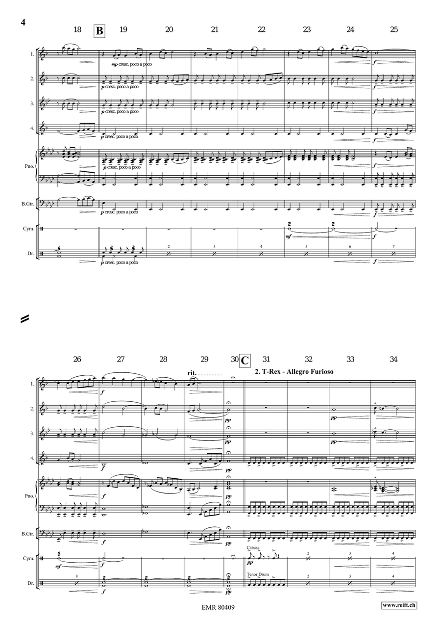 A Jurassic Fantasy A Jurassic Fantasy Saxophone Quartet scores gallery preview page 5