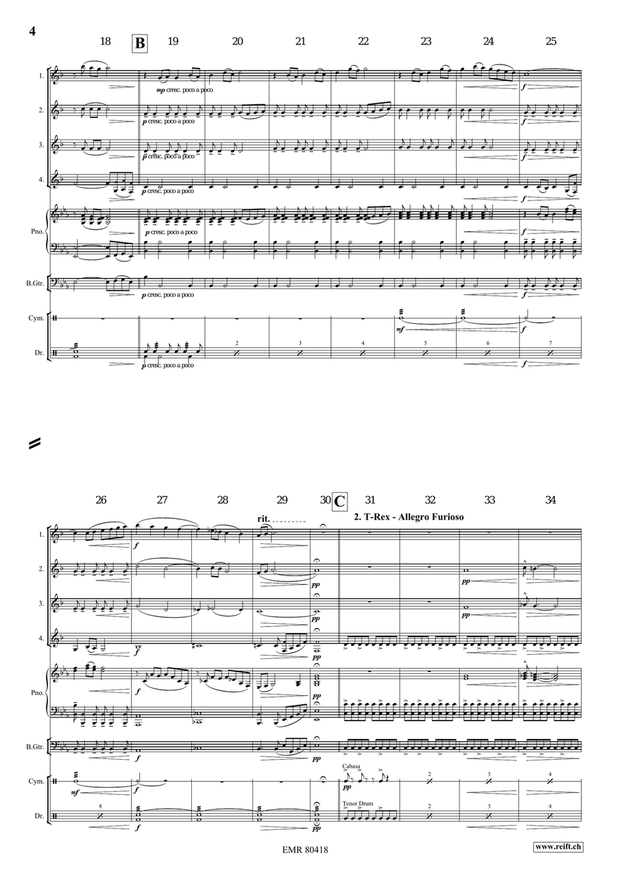 A Jurassic Fantasy A Jurassic Fantasy Euphonium Quartet scores gallery preview page 5