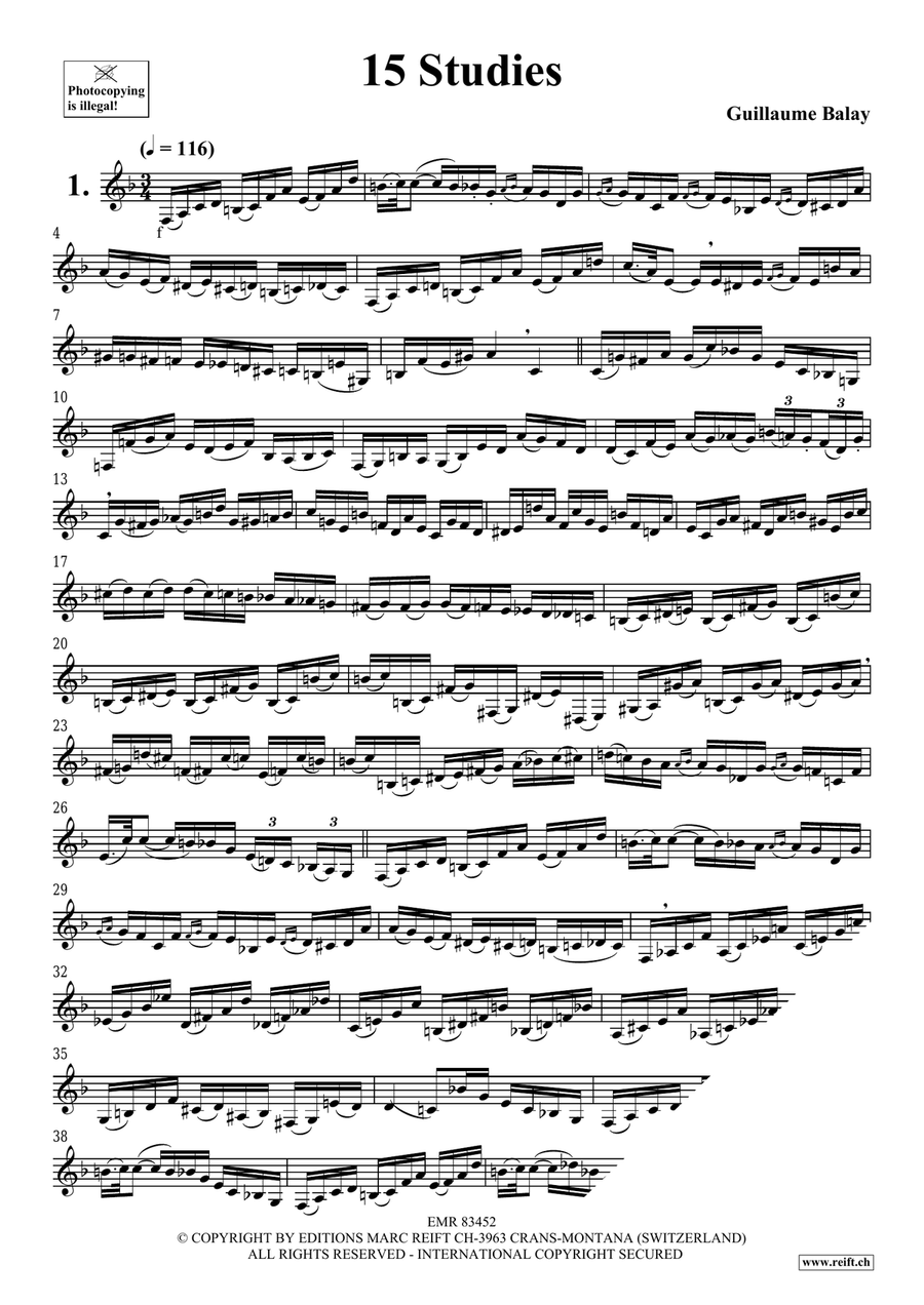 15 Studies 15 Studies Bass Clarinet scores gallery preview page 3