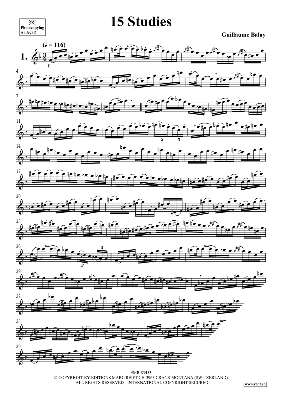 15 Studies 15 Studies Soprano Saxophone scores gallery preview page 3