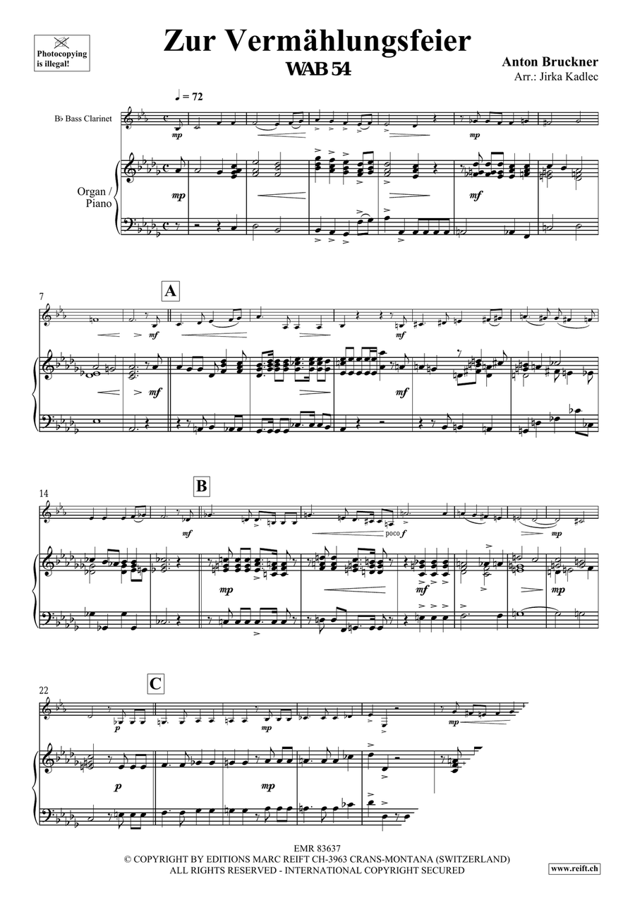 Zur Vermählungsfeier Zur Vermählungsfeier Bass Clarinet scores gallery preview page 3