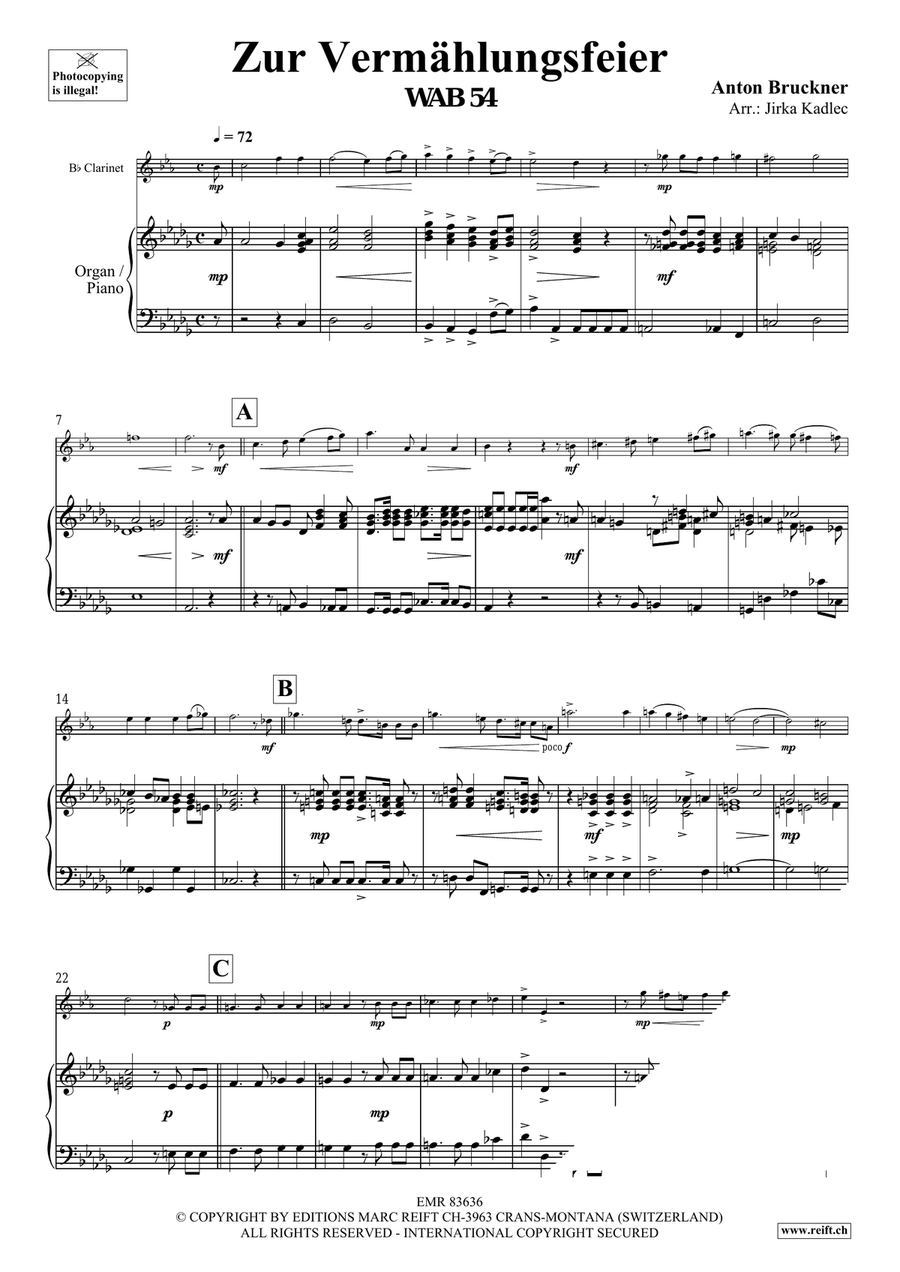 Zur Vermählungsfeier Zur Vermählungsfeier Clarinet Solo scores gallery preview page 3