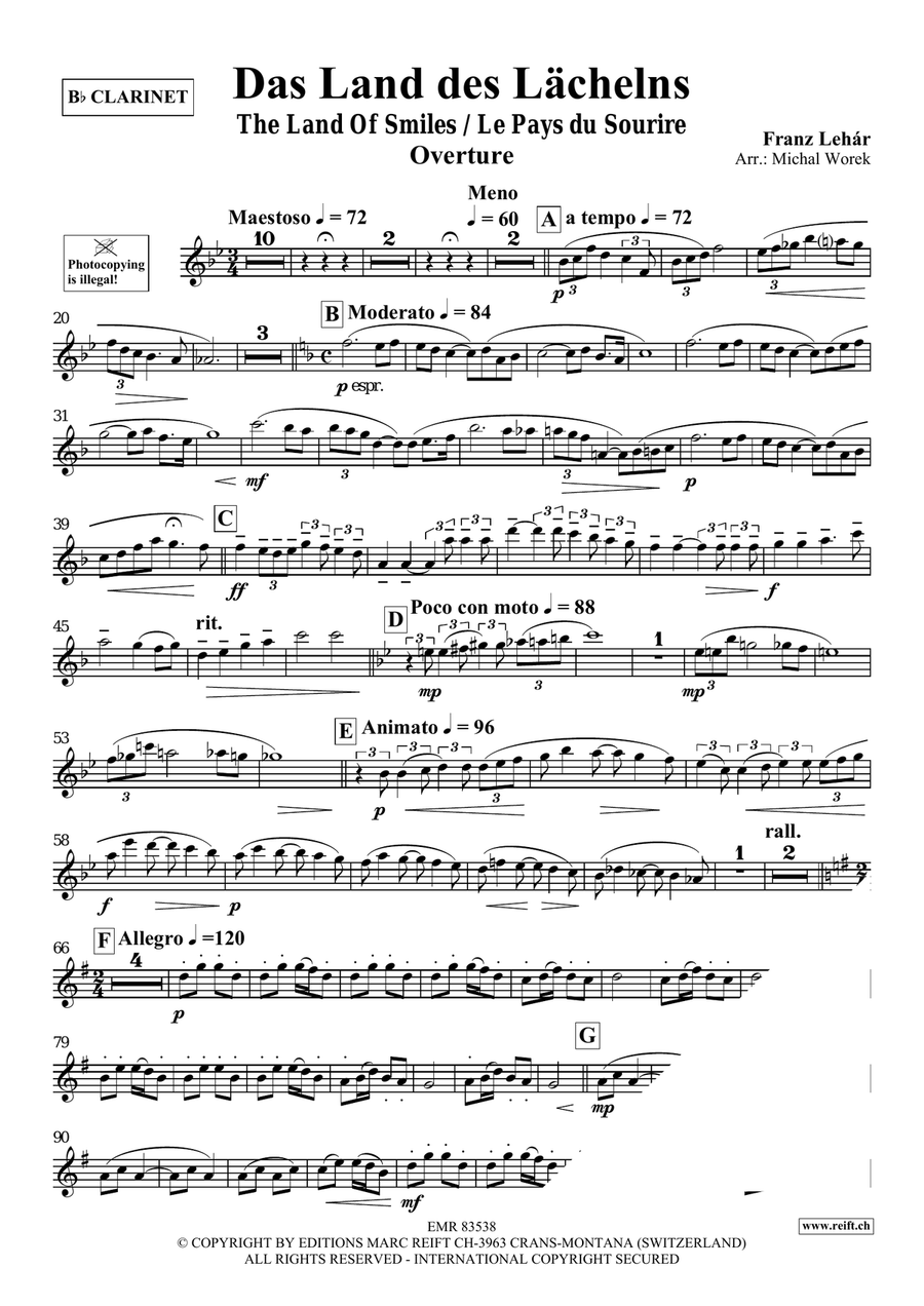 Das Land des Lächelns Das Land des Lächelns Clarinet Solo scores gallery preview page 3