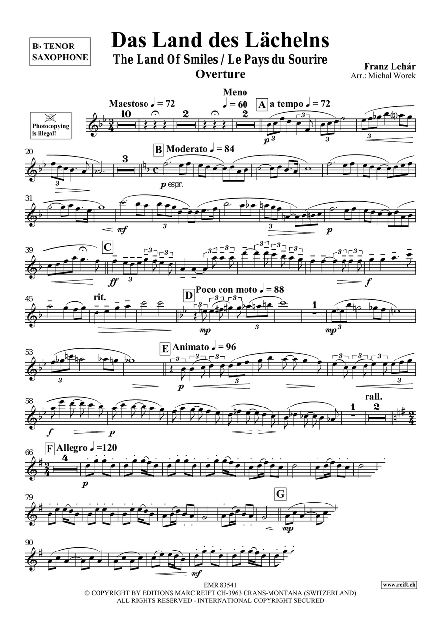 Das Land des Lächelns Das Land des Lächelns Tenor Saxophone scores gallery preview page 3