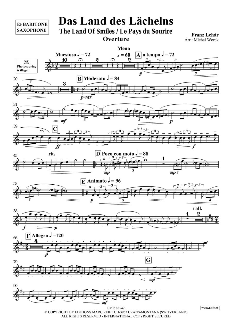 Das Land des Lächelns Das Land des Lächelns Baritone Saxophone scores gallery preview page 3