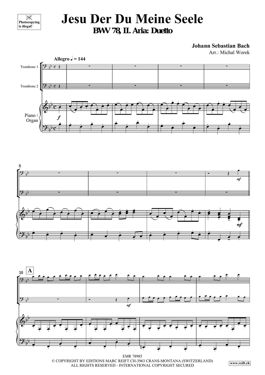 Jesu Der Du Meine Seele Jesu Der Du Meine Seele Trombone Duet scores gallery preview page 3
