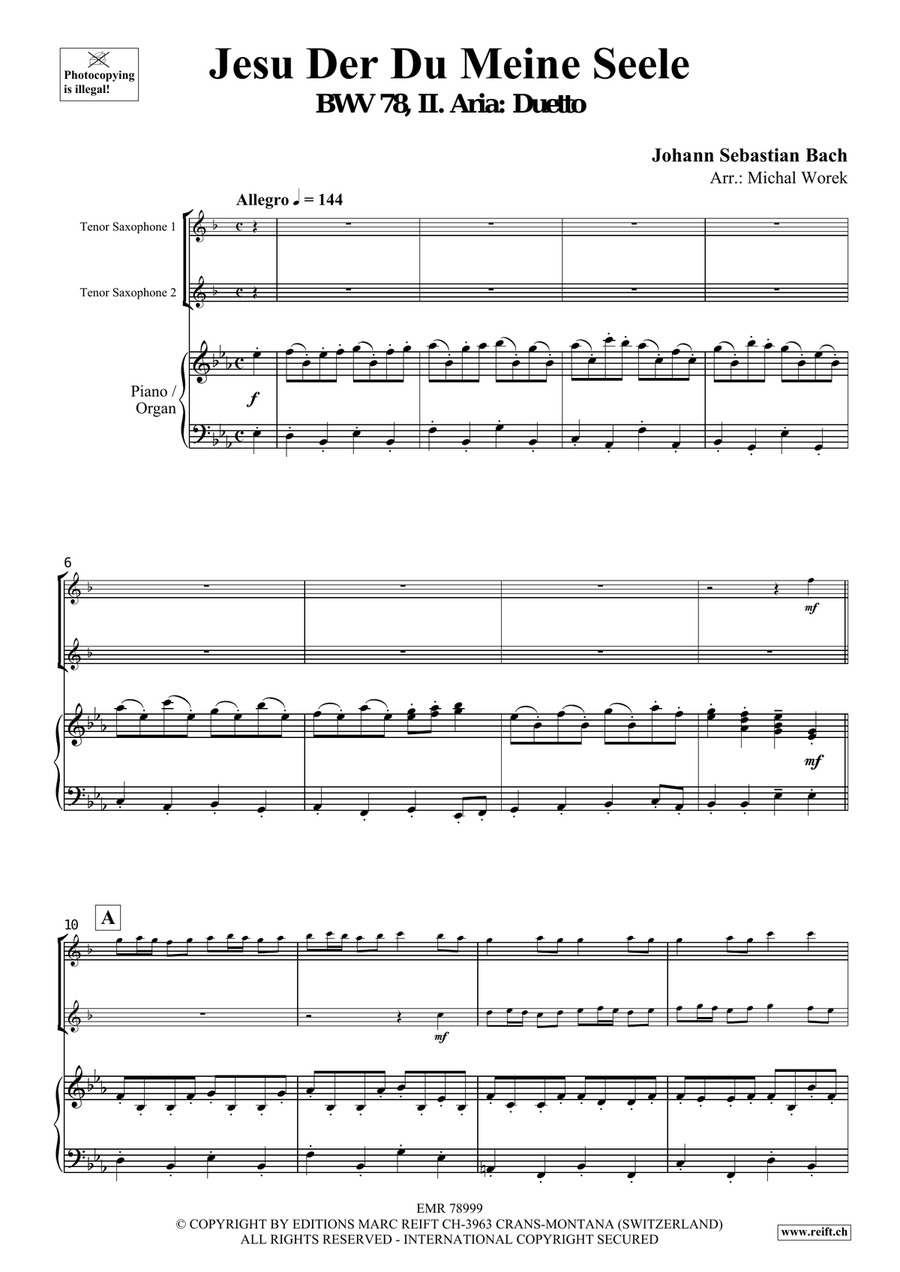 Jesu Der Du Meine Seele Jesu Der Du Meine Seele Tenor Saxophone scores gallery preview page 3