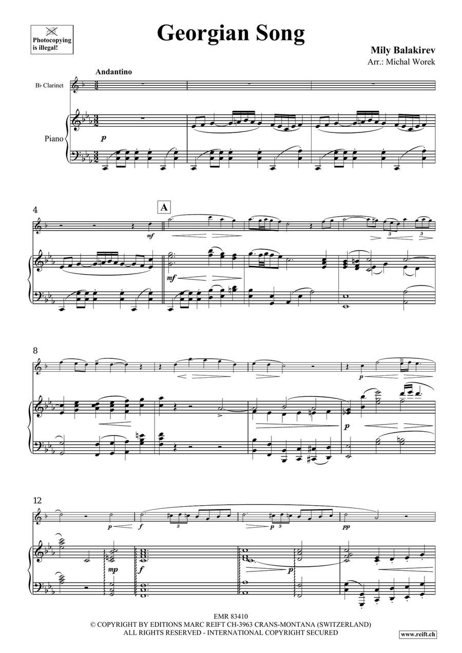 Georgian Song Georgian Song Clarinet Solo scores gallery preview page 3