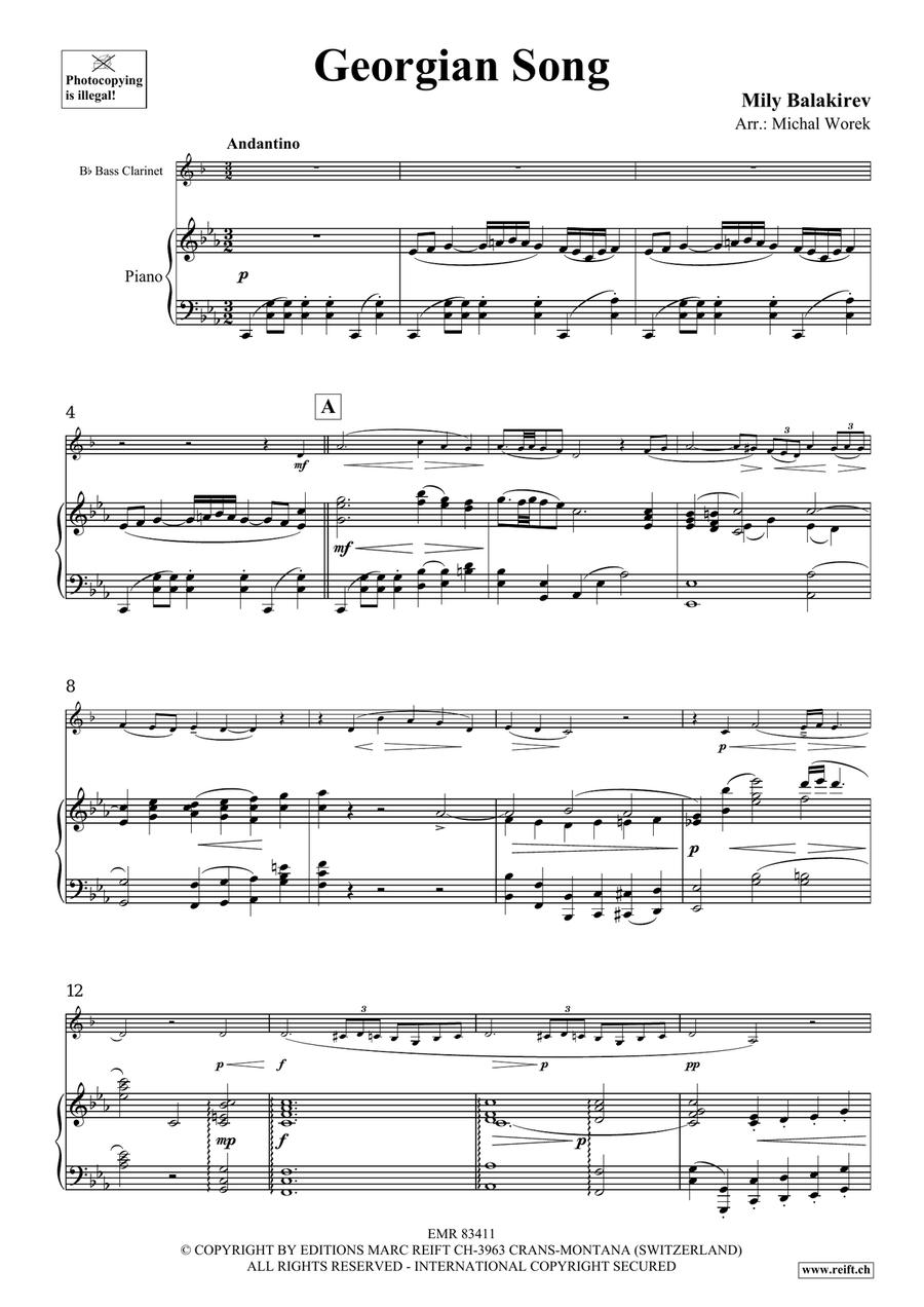 Georgian Song Georgian Song Bass Clarinet scores gallery preview page 3