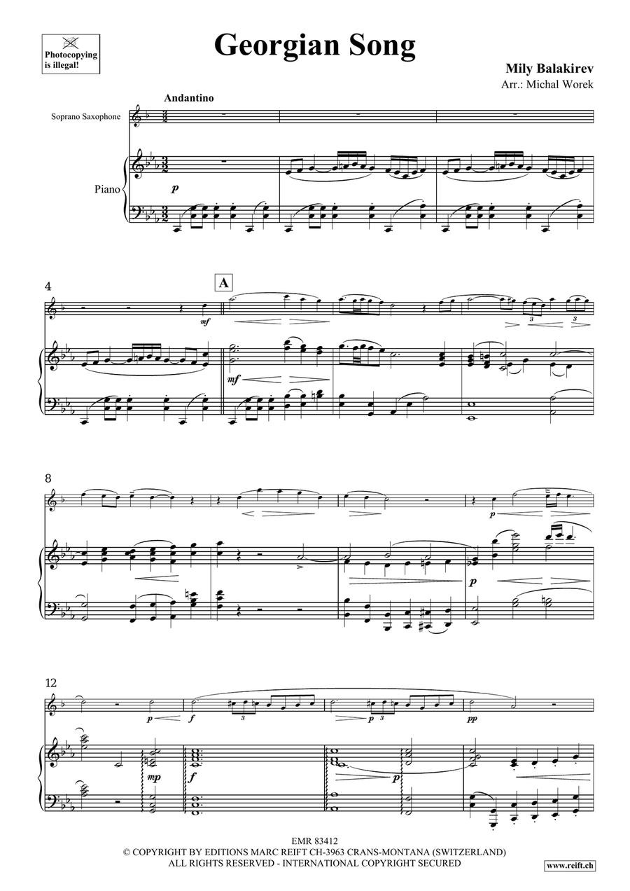 Georgian Song Georgian Song Soprano Saxophone scores gallery preview page 3
