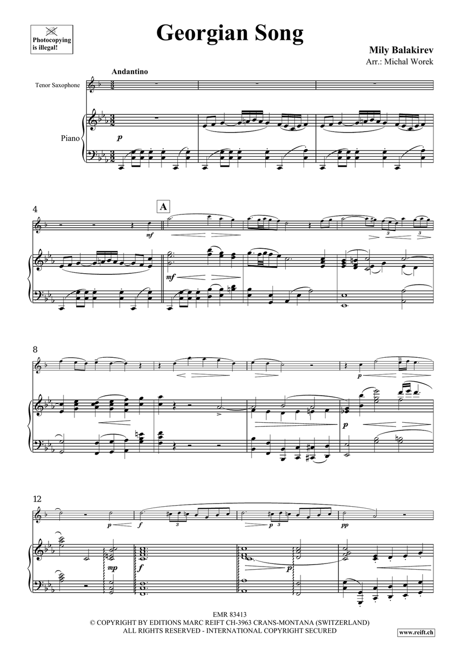 Georgian Song Georgian Song Tenor Saxophone scores gallery preview page 3