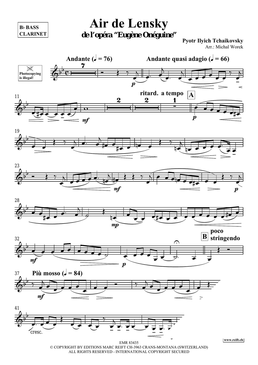 Air de Lensky Air de Lensky Bass Clarinet scores gallery preview page 3