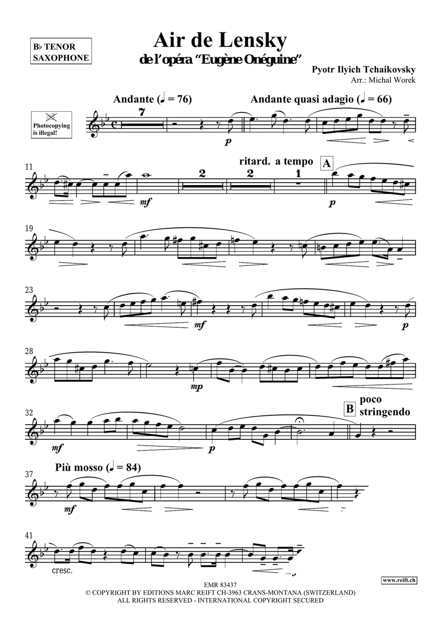 Air de Lensky Air de Lensky Tenor Saxophone scores gallery preview page 3